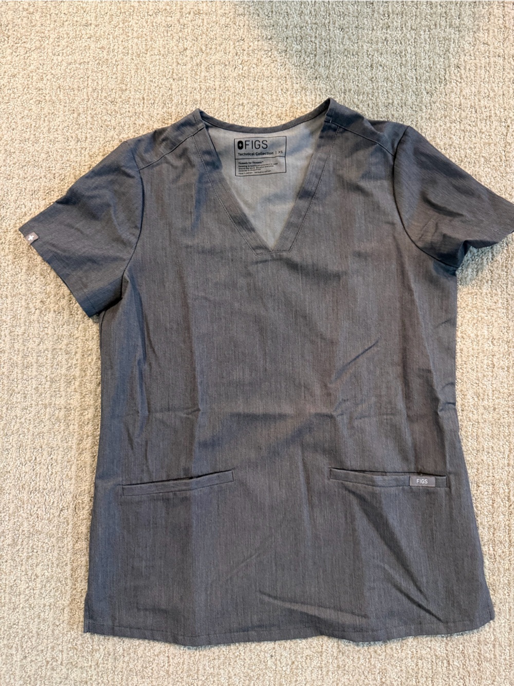 Figs Gray Scrub Top